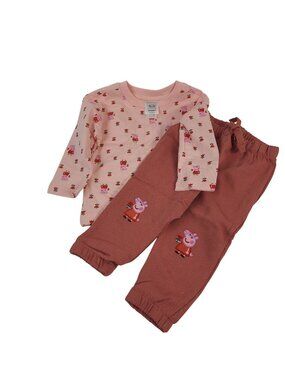 Hanna Andersson Peppa Pig Toddler Long Sleeve Top & Pants Set Pink/Red 12-18 Mo